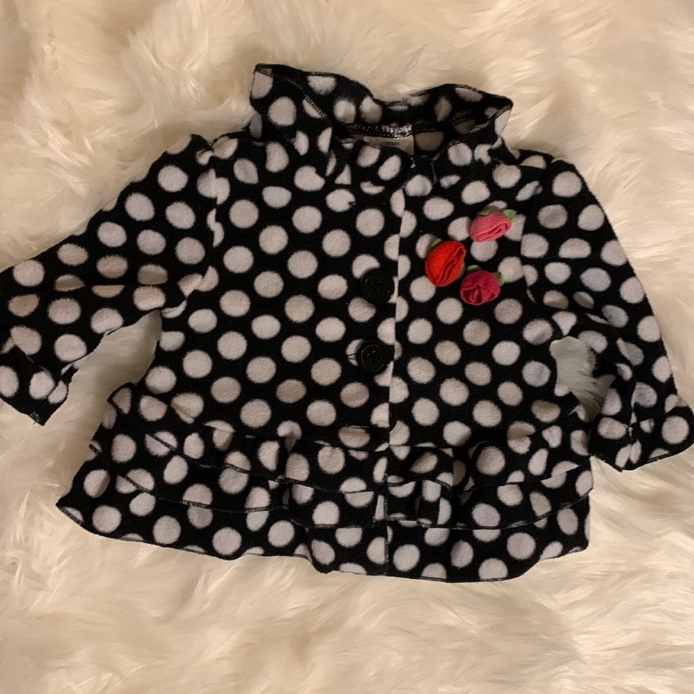 12M. Polka dot, fleece jacket.